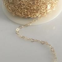 Gold Filled Chain, Heart, 14K gold-filled, DIY, golden 