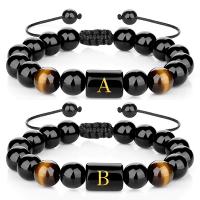 Black Agate Bracelets, with Knot Cord & Tiger Eye, handmade, fashion jewelry & Unisex 10mm Approx 6.6-8.5 Inch 