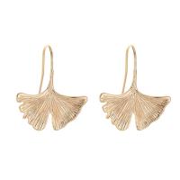 Cubic Zirconia Micro Pave Brass Earring, Ginkgo Leaf, gold color plated, fashion jewelry & micro pave cubic zirconia & for woman 