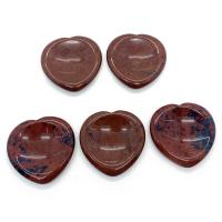 mahagonibrauner Obsidian Thumb Worry Stone, Herz, Massage, rot, 40x40x6mm, verkauft von PC