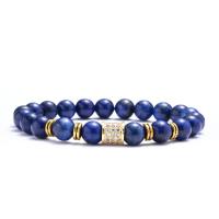 Naturelle Lapis Lazuli Bracelet, avec laiton & alliage de zinc, fait à la main, bijoux de mode & antifatigue & pavé de micro zircon & pour femme, 8mm Environ 7.48 pouce, Vendu par brin