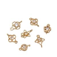 Cubic Zirconia Micro Pave Brass Connector, Flower, plated, DIY & micro pave cubic zirconia & 1/1 loop 