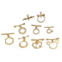 Brass Toggle Clasp, gold color plated, DIY & micro pave cubic zirconia 