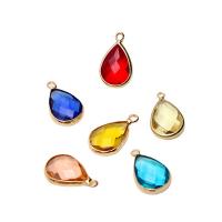 Crystal Brass Pendants, with Crystal, Teardrop, gold color plated, DIY [