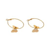 Iron Hoop Earring, fashion jewelry & for woman & with rhinestone, golden 