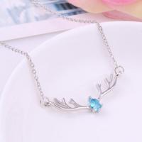 Rhinestone Zinc Alloy Necklace, zinc alloy lobster clasp, plated, for woman & with rhinestone cm 