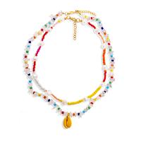 Collar de perlas de plástico, aleación de zinc, con Seedbead & Plástico & Perlas plásticas, aleación de cinc cierre de langosta, para mujer, color mixto, 25mm, longitud:47.2-56 cm, Vendido por UD