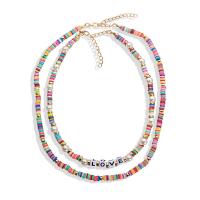 Collar de perlas de plástico, aleación de zinc, con Seedbead & Arcilla polimero & Perlas plásticas, para mujer, color mixto, longitud:55.5 cm, Vendido por UD