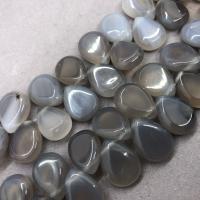 Natürliche graue Achat Perlen, Grauer Achat, Tropfen, poliert, DIY, grau, 10x12mm, Länge:ca. 17 cm, ca. 28PCs/Strang, verkauft von Strang