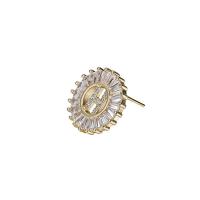 Cubic Zirconia Micro Pave Brass Earring, Round, 14K gold-filled & micro pave cubic zirconia 