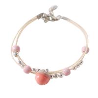 Porcelain Bracelets, with Polyester Cord & Zinc Alloy, zinc alloy lobster clasp, handmade, for woman Approx 21 cm 