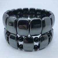 Hematite Bracelets, with Black Agate, Square, anti-fatigue & for man Approx 23 cm 
