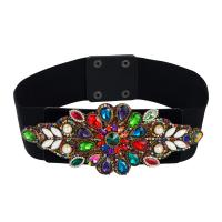 Cord  Decorative Belt, Cloth, for woman & with rhinestone, multi-colored, 80mm.60mm Approx 28.34 Inch 