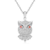 Cubic Zircon Micro Pave Brass Necklace, brass lobster clasp, Owl, micro pave cubic zirconia & for woman Approx 45 cm 