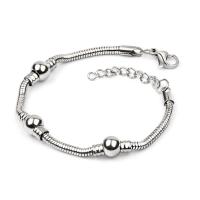 Stainless Steel Chain Bracelets, 304 Stainless Steel, 304 stainless steel lobster clasp, for woman, silver color .5 cm 