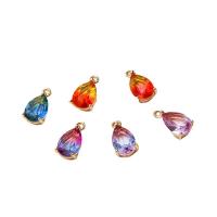 Crystal Brass Pendants, with Crystal, Teardrop, gold color plated, gradient color & DIY 