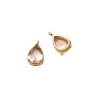 Crystal Brass Pendants, with Crystal, Teardrop, gold color plated, DIY 