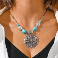 Turquoise Zinc Alloy Necklace, with turquoise, with 1.97inch extender chain, silver color plated, fashion jewelry & for woman Approx 18.11 Inch 