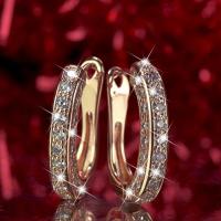 Zinc Alloy Huggie Hoop Earring, Vacuum Ion Plating, fashion jewelry & for woman & with rhinestone 