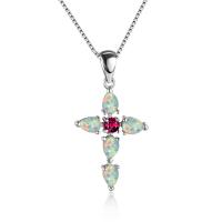 Rhinestone Zinc Alloy Necklace, Cross, Vacuum Ion Plating, With Pendant & fashion jewelry & for woman & with rhinestone 27mm cm 