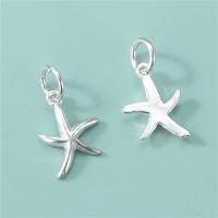 Sterling Silver Pendants, 925 Sterling Silver, Starfish, DIY, silver color Approx 4mm 