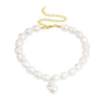 Collar de perlas de plástico, metal, con Nácar Trompeta & Perlas plásticas, chapado en color dorado, Doble capa & para mujer, más colores para la opción, Vendido por UD