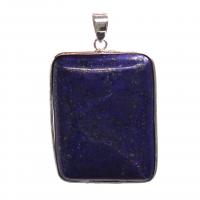Natural Lapis Lazuli Pendants, with Brass, Rectangle, fashion jewelry & Unisex 