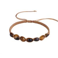Gemstone Bracelets, Waxed Nylon Cord, with Gemstone, Round, Adjustable cm [