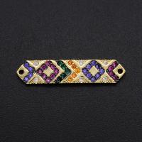 Cubic Zirconia Micro Pave Brass Connector, micro pave cubic zirconia, mixed colors 