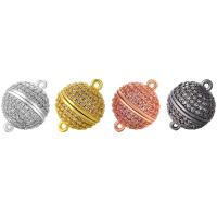 Brass Magnetic Clasp, Round, plated, DIY & micro pave cubic zirconia 