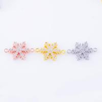 Cubic Zirconia Micro Pave Brass Connector, Snowflake, plated, DIY & micro pave cubic zirconia 