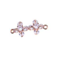 Cubic Zirconia Micro Pave Brass Connector, Flower, plated, DIY & micro pave cubic zirconia 