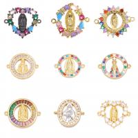 Cubic Zirconia Micro Pave Brass Connector, Virgin Mary, plated, DIY & micro pave cubic zirconia 