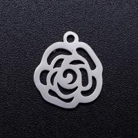 Stainless Steel Flower Pendant, 201 Stainless Steel, Rose, Vacuum Ion Plating, fashion jewelry & polished & DIY & Unisex 