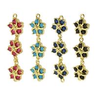 Cubic Zirconia Micro Pave Brass Connector, Flower, gold color plated, micro pave cubic zirconia 42mm Approx 2mm 