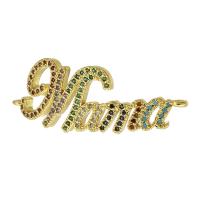 Cubic Zirconia Micro Pave Brass Connector, Alphabet Letter, gold color plated, micro pave cubic zirconia & hollow Approx 2mm 