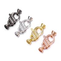 Brass Lobster Claw Cord Clasp, plated, micro pave cubic zirconia 