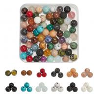 Perles de pierre gemme mixte, Rond, bijoux de mode & DIY, couleurs mélangées, 8-9mm Environ 1-1.5mm, Vendu par boîte