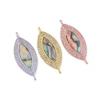 Cubic Zirconia Micro Pave Brass Connector, with Abalone Shell, Horse Eye, plated, DIY & micro pave cubic zirconia 