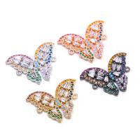 Cubic Zirconia Micro Pave Brass Connector, Butterfly, plated, DIY & micro pave cubic zirconia 