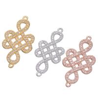Cubic Zirconia Micro Pave Brass Connector, Chinese Knot, plated, DIY & micro pave cubic zirconia 