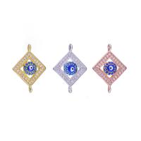 Cubic Zirconia Micro Pave Brass Connector, Evil Eye, plated, DIY & micro pave cubic zirconia & enamel 