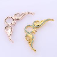 Cubic Zirconia Micro Pave Brass Connector, Angel Wing, plated, DIY & micro pave cubic zirconia 