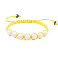 Porcelaine de bracelets de Woven Ball, Porcelaine blanche, avec corde en nylon, Rond, Oindre, Réglable & unisexe, plus de couleurs à choisir, 8mm Environ 19 cm, Vendu par PC