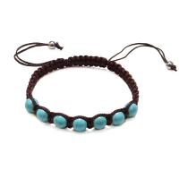 Synthetic Turquoise Bracelet, Synthetic Blue Turquoise, with Nylon Cord, Round, anoint, Adjustable & Unisex 8mm Approx 19 cm 