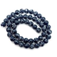 Schneeflocke Obsidian Perlen, rund, DIY & verschiedene Größen vorhanden, schwarz, Länge:ca. 14.96 ZollInch, verkauft von Strang