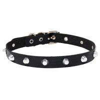 Fashion Choker Necklace, PU Leather, with ABS Plastic & Iron, Round, silver color plated, Adjustable & fashion jewelry & for woman, black 