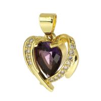 Crystal Brass Pendants, with Crystal, gold color plated, micro pave cubic zirconia Approx 3mm 