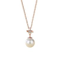 South Sea Shell Necklace, Brass, with Shell Pearl, with 1.97inch extender chain, plated, fashion jewelry & micro pave cubic zirconia & for woman Approx 15.75 Inch 