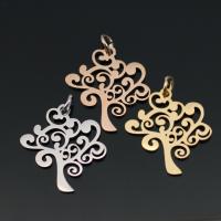 Stainless Steel Pendants, 304 Stainless Steel, Tree, Vacuum Ion Plating, fashion jewelry & DIY 